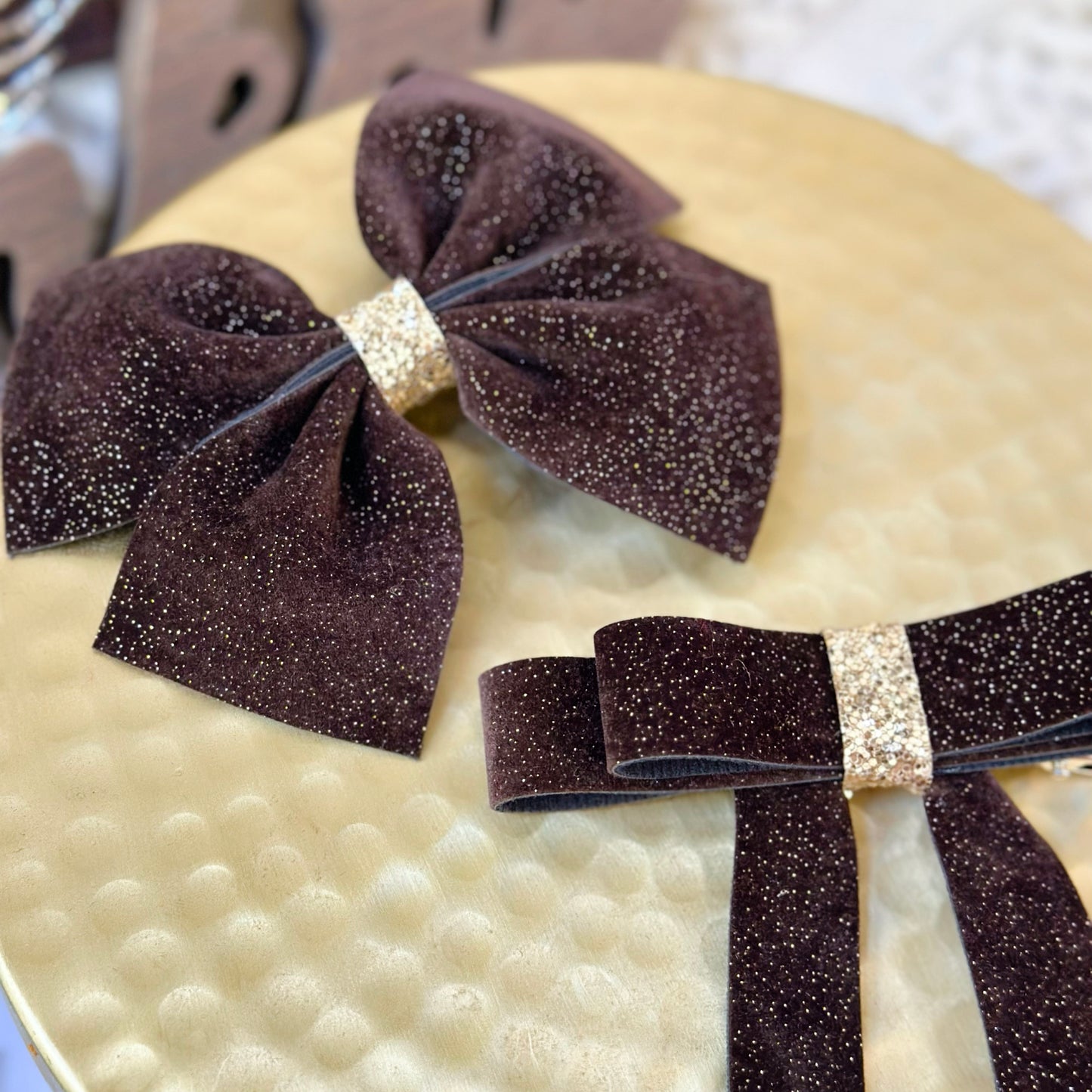 Brown velvet with gold glitter