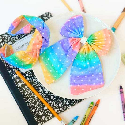 Pastel rainbow polka dots