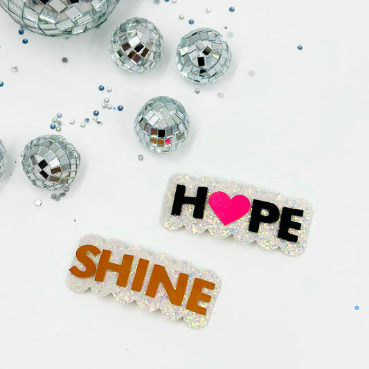 Affirmation snap clip set  (hope/shine)