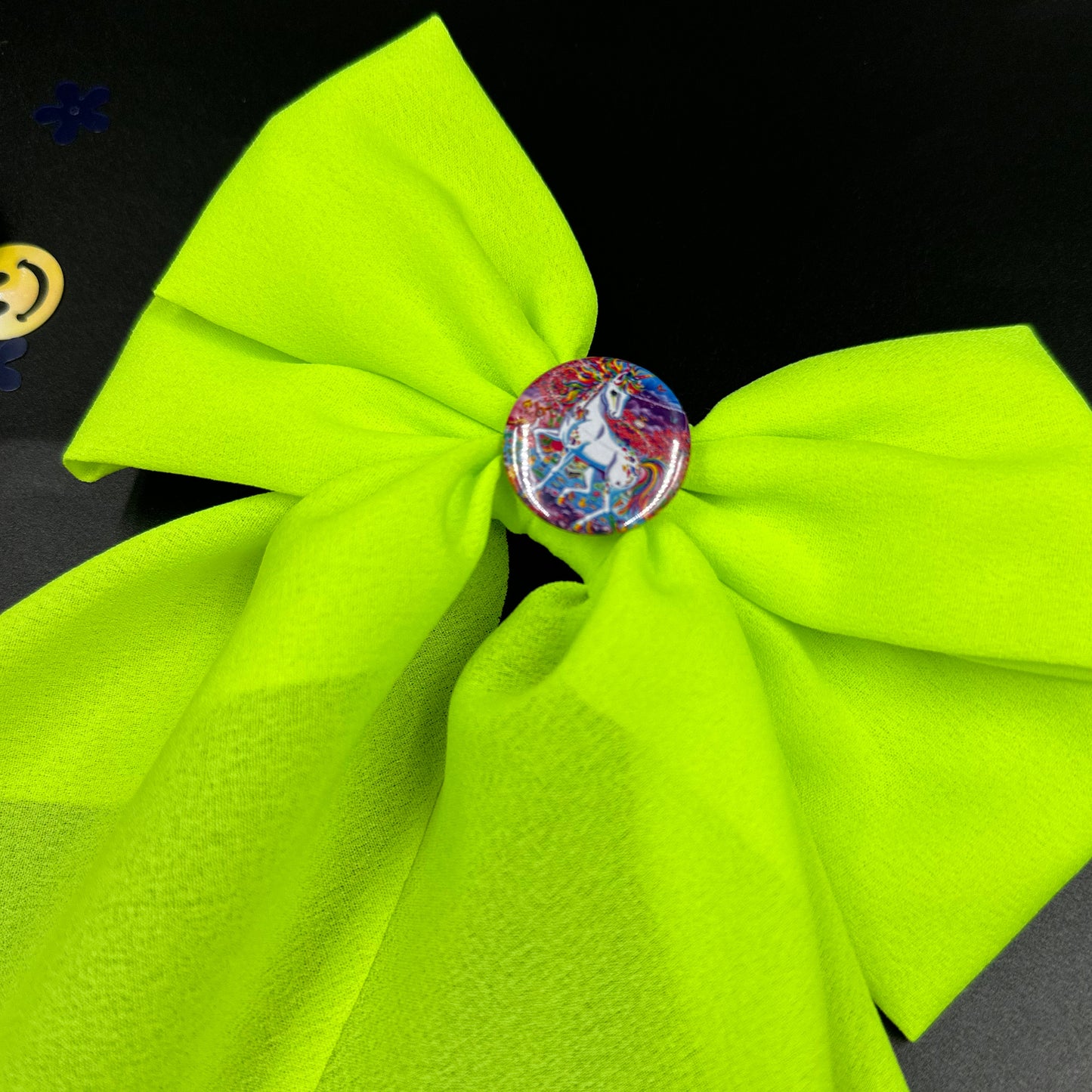 Neon highlighter colored Olivia with surprise LF button