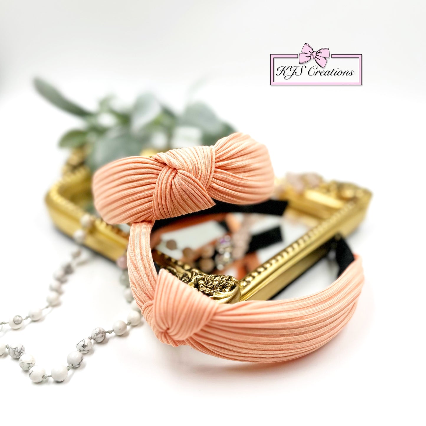 Peach ribbed headband