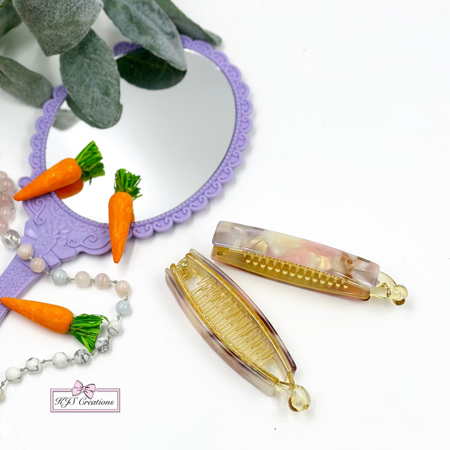 Marble pink banana clip