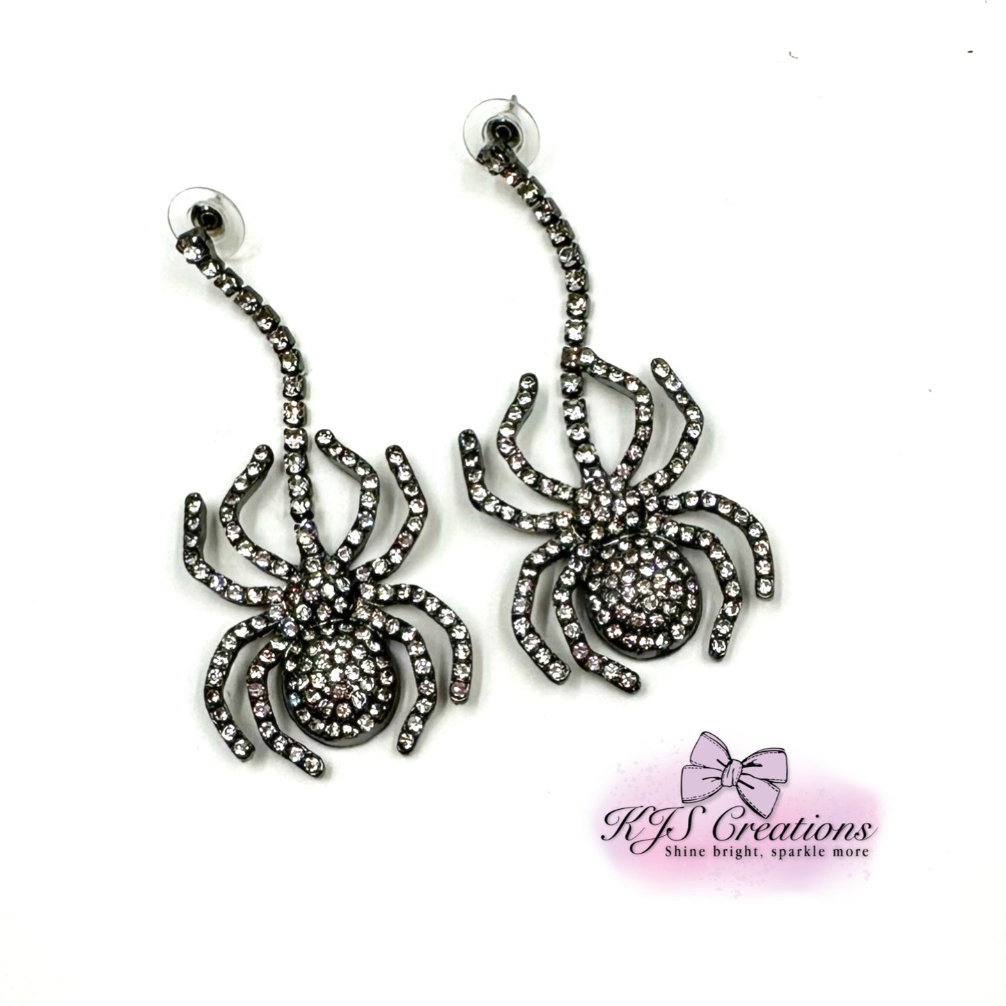 Spider rhinestone earrings