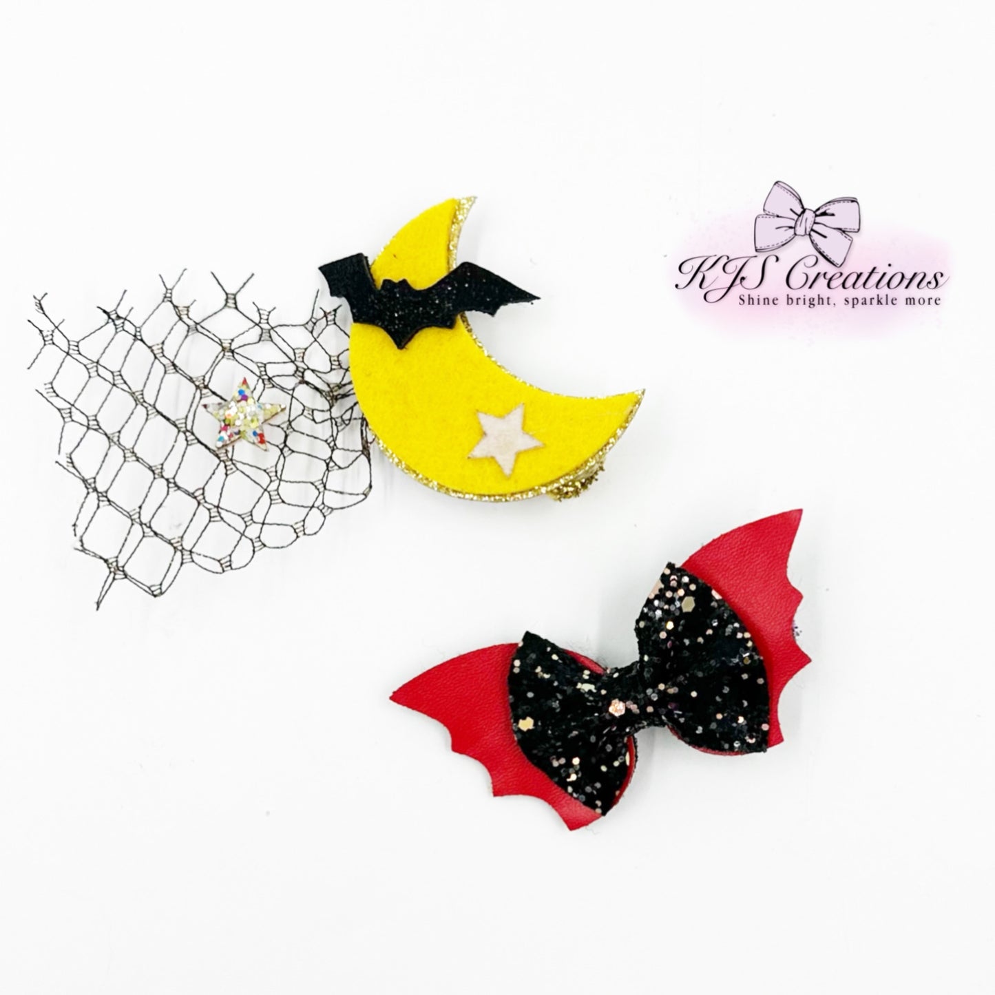 Moon and bat clip set
