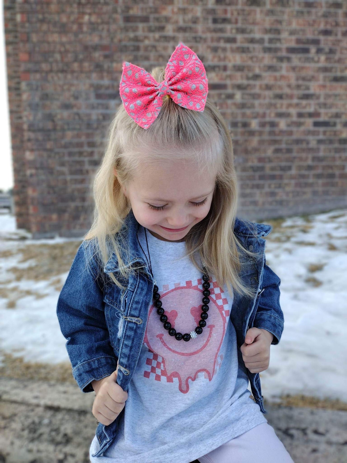 Hot pink/coral over lace