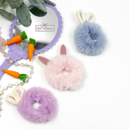Fuzzy bunny scrunchies