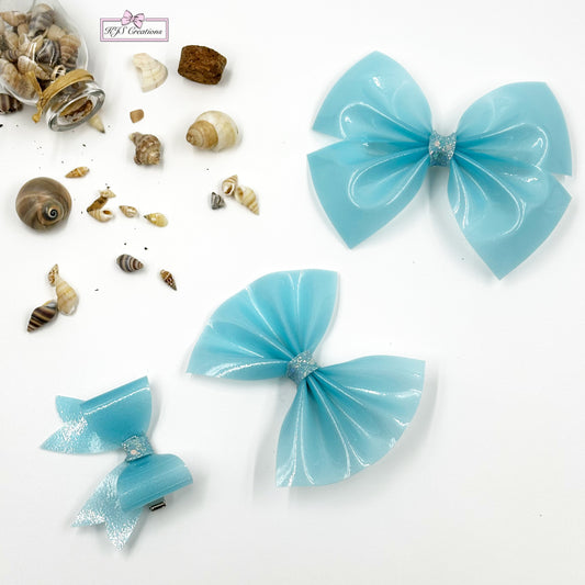 Baby blue glitter pool bow