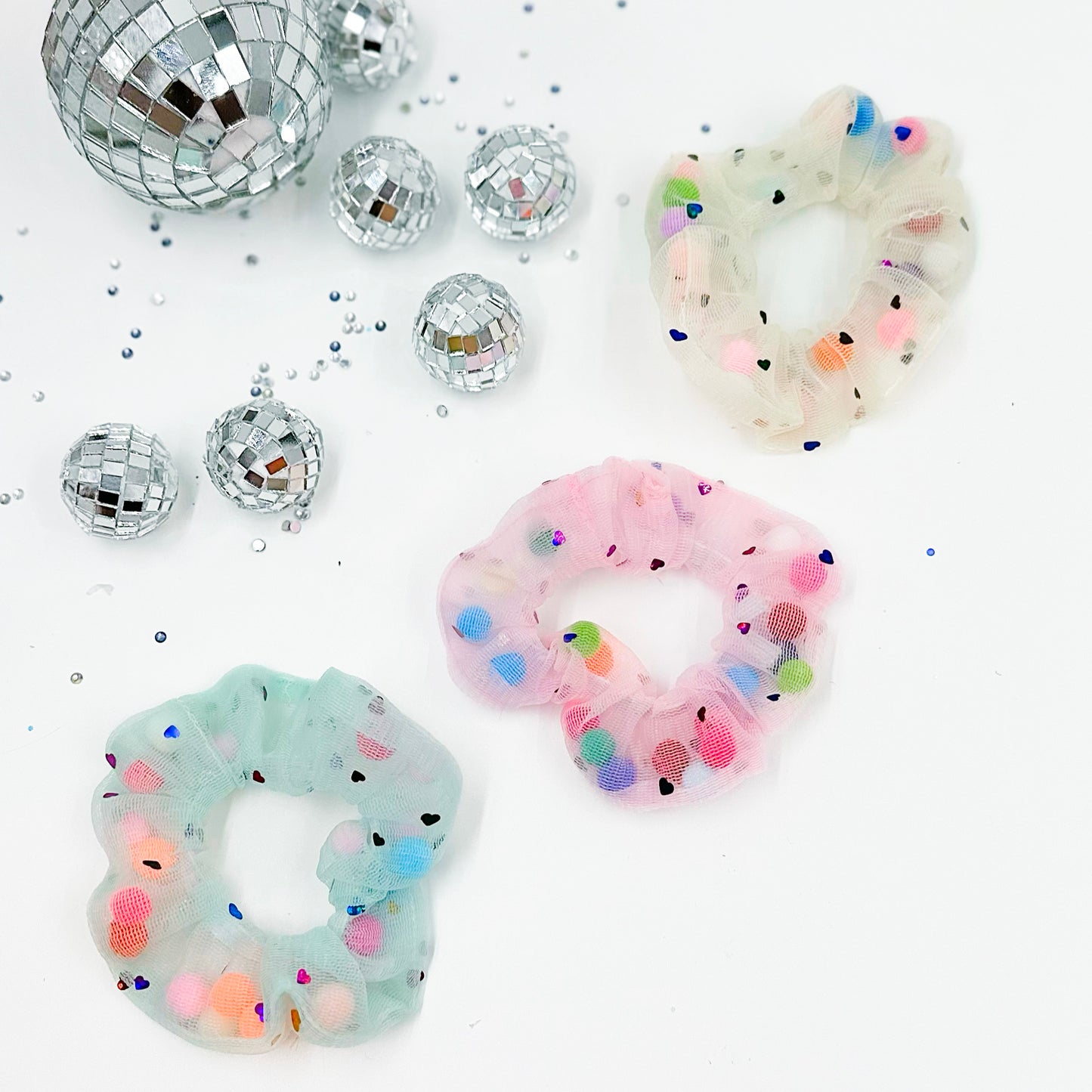 Mesh confetti scrunchie