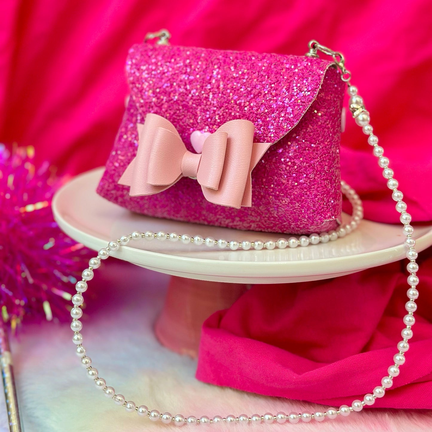 Pink and pearls hand bag