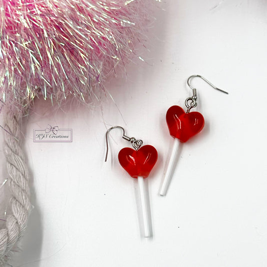 Heart sucker earrings