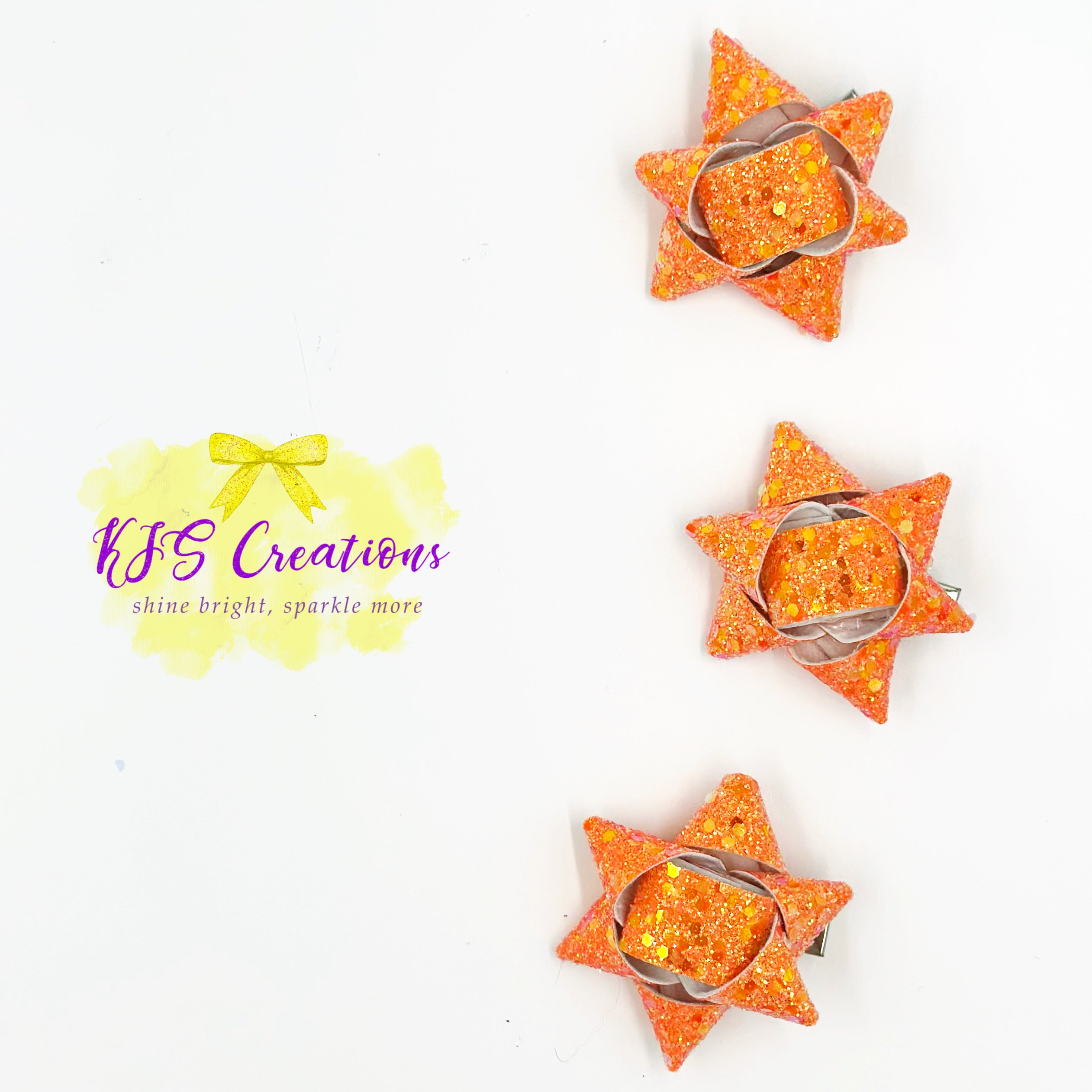 Shimmer orange present bows