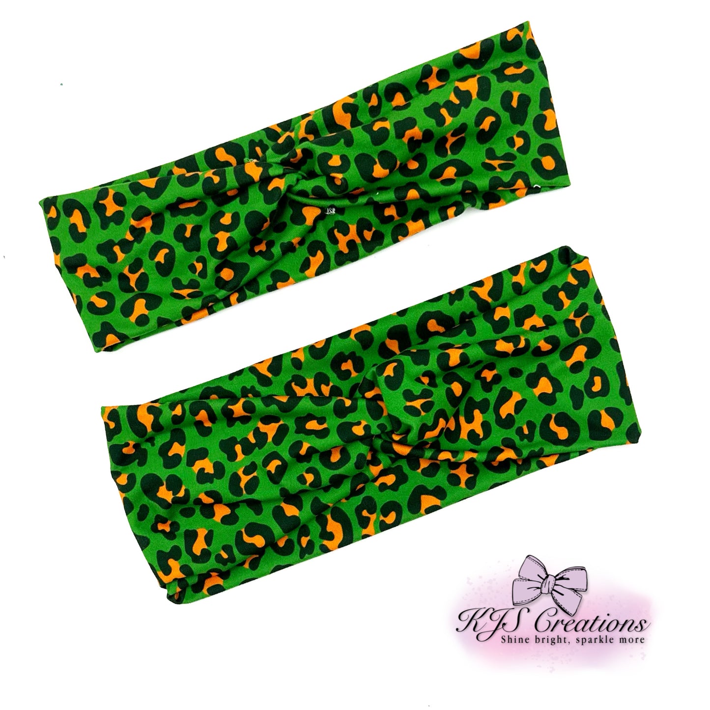 Green leopard head wrap