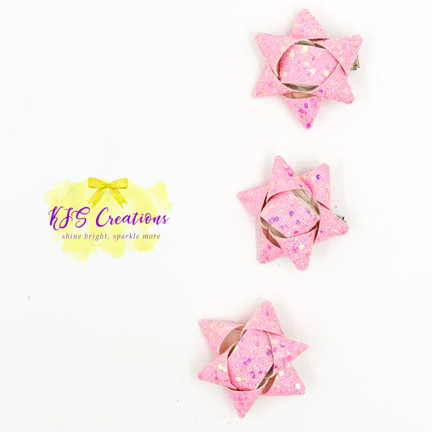 Shimmer pink present bows