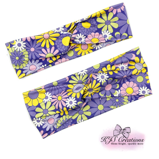 Purple floral head wrap