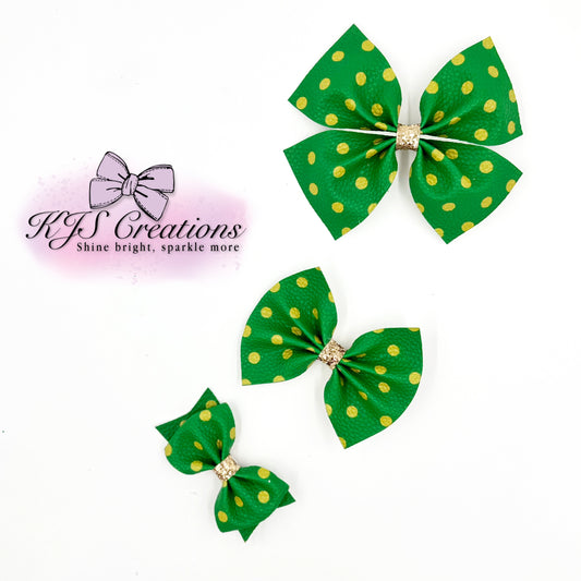 Green and gold polka dots